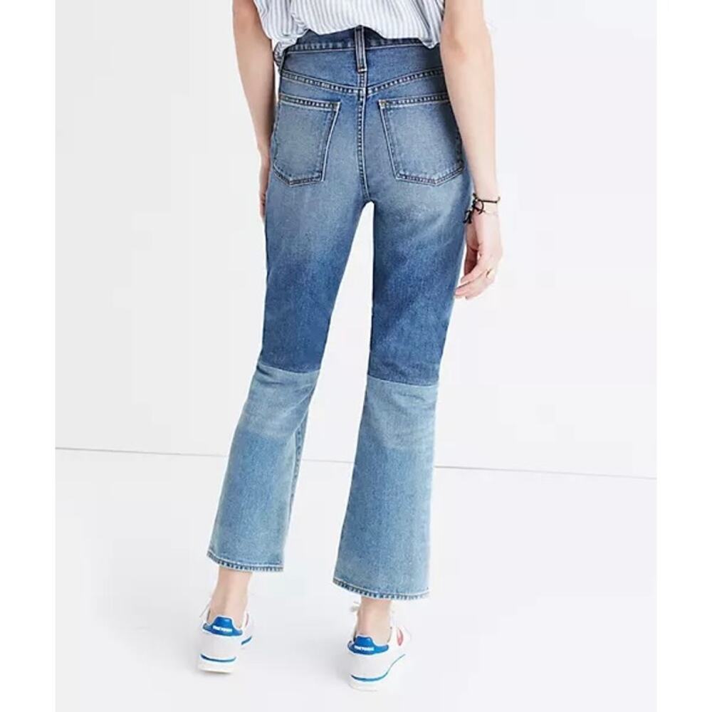 MADEWELL Retro Crop Bootcut Jeans Womens 27 Blue Two Tone Edition High Rise - Picture 2 of 13